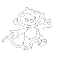 mignon petit singe aperçu coloriage pour enfants livre de coloriage animal dessin animé illustration vectorielle vecteur