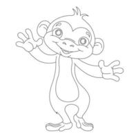 mignon petit singe aperçu coloriage pour enfants livre de coloriage animal dessin animé illustration vectorielle vecteur