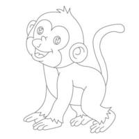 mignon petit singe aperçu coloriage pour enfants livre de coloriage animal dessin animé illustration vectorielle vecteur