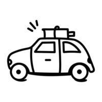 une icône de doodle de voyage en voiture est personnalisable vecteur