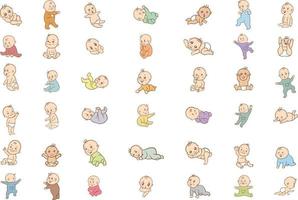 dessin animé mignon bébé, jeu d'illustration vectorielle enfant nouveau-né