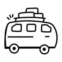 avoir un aperçu de l'icône doodle van de voyage vecteur