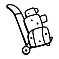 une icône de doodle personnalisable de chariot à bagages vecteur