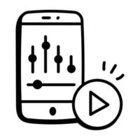 icône de musique mobile dans un style dessiné à la main vecteur
