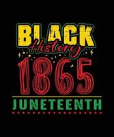 histoire des noirs 1865 juin 19. conception de t-shirt du mois de l'histoire des noirs vecteur