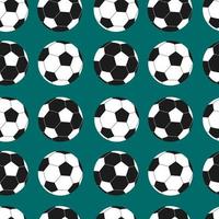 motif en mosaïque de football. fond vert transparent avec des ballons de football blancs et noirs. illustration vectorielle répétitive à plat pour les conceptions sportives, textile vecteur