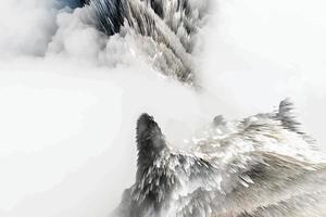 rendu 3d élégant et pointu de la montagne gelée. fond blanc aigu abstrait avec effet de mouvement