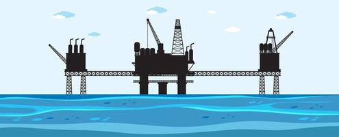 plate-forme pétrolière ou silhouette de plate-forme pétrolière vecteur