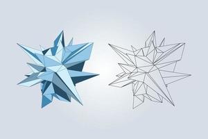 illustration d'objet géo aigu. forme décorative polygonale colorée et contour dans un style abstrait vecteur