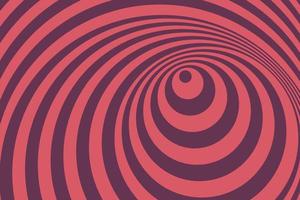 concept de spirale d'hypnose, inconscient, chaos, illustration vectorielle de perception extrasensorielle. fond de rayures d'illusion d'optique de couleur. conception de motif descendant rouge