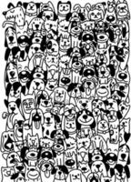 chiens mignons. style doodle, différents types de visages de chien de dessin animé vectoriel pour la conception. vecteur de griffonnage de tête de chien de visage de chiot