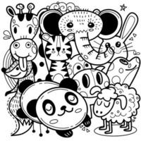 animaux de croquis de dessin animé mignon pour l'impression de t-shirt, textile, patch, produit pour enfant, oreiller, illustrateur de gift.vector vecteur