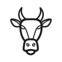icône de ligne de visage de vache vecteur