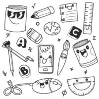 clipart de l'école. vecteur doodle icônes et symboles de l'école. objets d'éducation stadying dessinés à la main