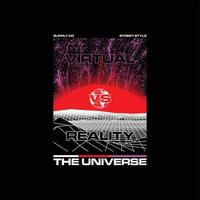 univers virtuel vs réalité simple mode vintage vecteur