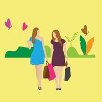 illustration de filles shopping vecteur