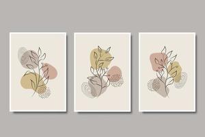 main dessiner des fleurs et des feuilles abstraites collection d'art en ligne vecteur