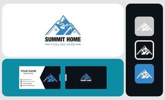 paquet de conception de carte de visite et de logo. création de logo vectoriel maison de montagne