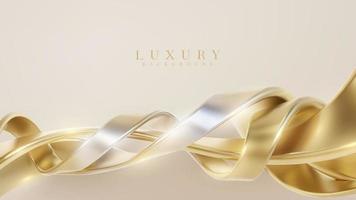 fond de luxe avec élément de ligne de courbe dorée et décoration d'effet de lumière scintillante. vecteur