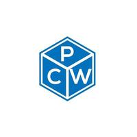 création de logo de lettre pcw sur fond noir. concept de logo de lettre initiales créatives pcw. conception de lettre pcw. vecteur