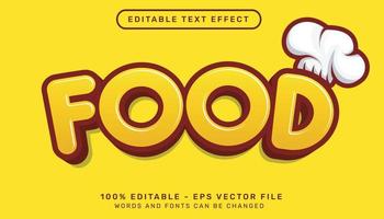 effet de texte 3d alimentaire et effet de texte modifiable avec illustration de chapeau de cuisinier
