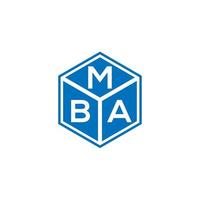 création de logo de lettre mba sur fond noir. concept de logo de lettre initiales créatives mba. conception de lettre mba. vecteur