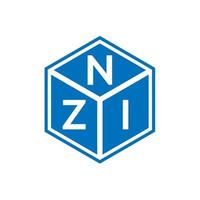 création de logo de lettre nzi sur fond noir. concept de logo de lettre initiales créatives nzi. conception de lettre nzi. vecteur