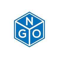 création de logo de lettre ngo sur fond noir. concept de logo de lettre initiales créatives ngo. conception de lettre d'ong. vecteur