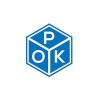 création de logo de lettre pok sur fond noir. concept de logo de lettre initiales créatives pok. conception de lettre pok. vecteur