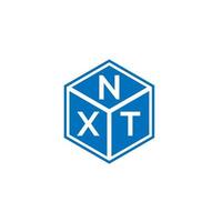création de logo de lettre nxt sur fond noir. concept de logo de lettre initiales créatives nxt. conception de lettre suivante. vecteur