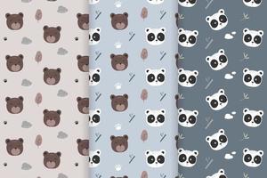 motif panda et motif ours vecteur