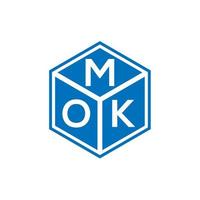 concept de logo de lettre initiales créatives mok. conception de lettre mok. création de logo de lettre mok sur fond noir. concept de logo de lettre initiales créatives mok. conception de lettre mok. vecteur