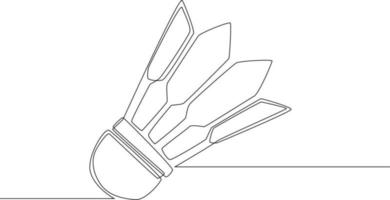 une seule ligne continue dessinant un volant de badminton. équipement sportif. concept d'exercice sportif. illustration vectorielle à la mode d'une ligne pour le tournoi de badminton. vecteur