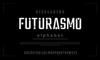 alphabet urbain moderne futuriste. typographie simple pour le sport, la mode, le numérique, le mobile, la course. police d'illustration vectorielle futur créatif vecteur