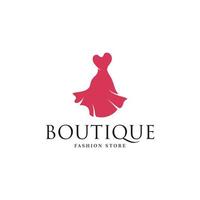 modèle de logo de boutique de mode avec robe isolée