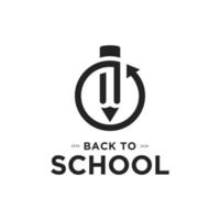 retour au logo de l'école avec un crayon et un modèle de conception d'icône de dos vecteur