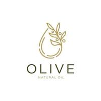 logo d'huile d'olive avec inspiration de conception de logo de gouttelettes et de fleurs vecteur