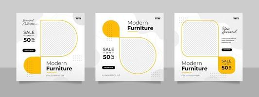 bannière de vente de meubles minimalistes et d'intérieur de maison ou modèle de publication sur les médias sociaux vecteur