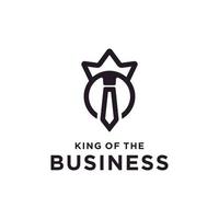 le logo du roi des affaires avec le modèle de vecteur de conception de cravate couronne