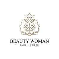 logo de femme beauté avec modèle de conception d'art en ligne vecteur