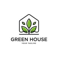 modèle de logo de maison verte symbole végétalien feuille de logo écologique et conception de concept de logo naturel vecteur