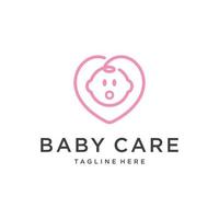 conception de symbole de logo d'amour de bébé avec une ligne, style de ligne mono vecteur