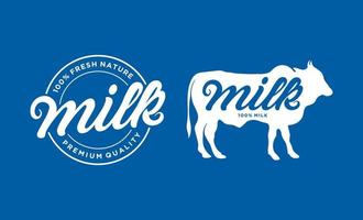 étiquette ou insigne de logo de lettrage écrit à la main de lait. éléments de conception pour le magasin et l'emballage de l'agriculture de l'épicerie vecteur