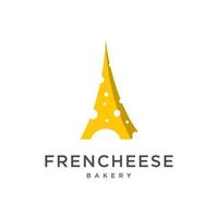 logo de fromage avec modèle de conception d'icône de tour eiffel vecteur