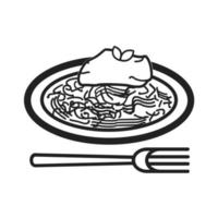 icône de ligne spaghetti bolognaise vecteur