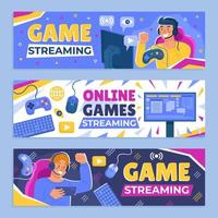 ensemble de modèles de jeu de bannière de streaming en ligne vecteur