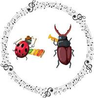 coccinelle et scarabée jouant de la musique vecteur