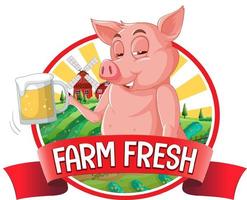 logo frais de la ferme porcine pour les produits de porc vecteur