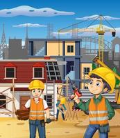 chantier de construction avec des ouvriers