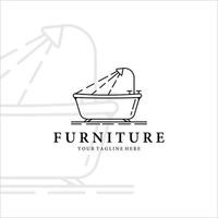 conception d'icône de modèle d'illustration vectorielle d'art de ligne de logo de meubles. baignoire pour la conception d'étiquettes de concept de logo intérieur vecteur